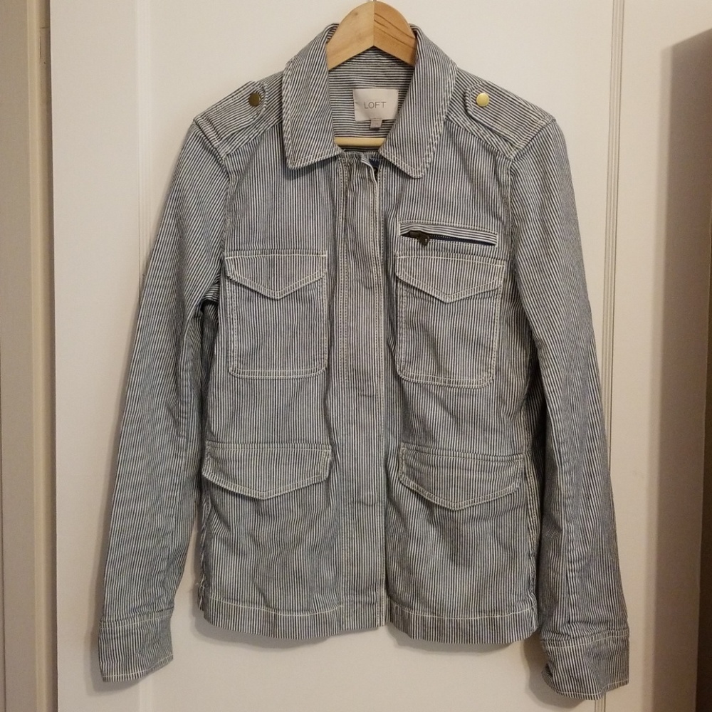 Ann Taylor Loft pinstripe boyfriend jacket